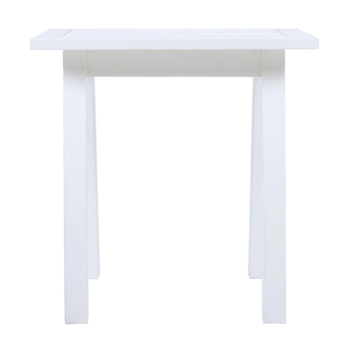 Acacia wood Accent Side Table in White PU, Weather-Resistant Rectangular End Table for Patio, Garden, Lawn, and Living Room(White PU)