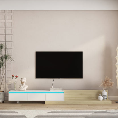 Wooden Modern LED TV Console 16 Color Changing Lights Large Storage Entertainment Center for Home