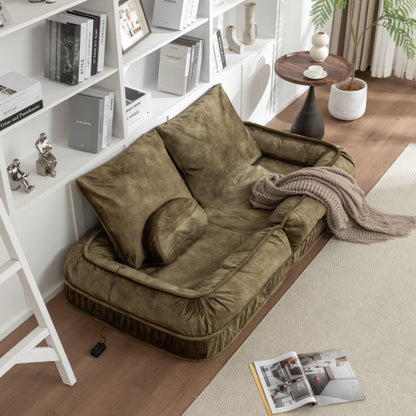 Human-Size Upholstered Dog-Style Floor Sofa,5-Position Adjust & Massage Pillow