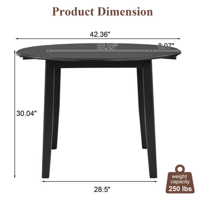 Extendable Round Dining Table for 2-4 People, Folding Wood Dining Table with Adjustable Size, Space-Saving Design for Small Apartments and Dining Areas - BLACK