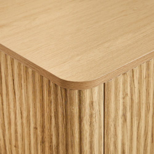 31.5'' Buffet Cabinet Sideboard with Curved Wave Design, Oak