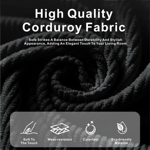 Black Modular Vacuum Compression Square Ottoman, Upholstered No-Assembly Footrest for Sectional Sofa