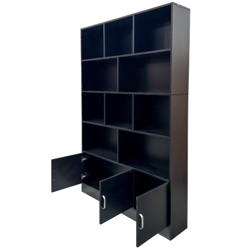 70.87 Inch Tall 10-Cube Bookshelf With 3 Closed Doors Home Storage Cabinet