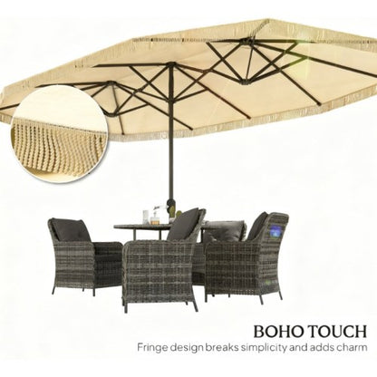 Extra Large Outdoor Umbrella,Rectangle Patio Umbrella,with Fringe and Crank Handle