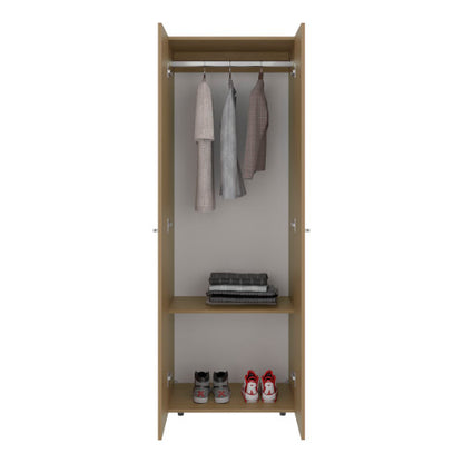 Home 2 Doors Closet System Armoire, Hanging Rod and Storage Shelf, Modern Armoire for Bedroom Organization Storage