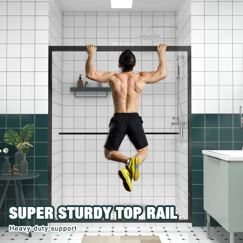 56-60"x74" Aluminum Frame Double Sliding Shower Door,Bypass Bathroom Sliding Door with Premium 1/4" (6mm) Clear Tempered Glass, Black Hardware Sliding Glass Shower Enclosure,Matte Black Finished