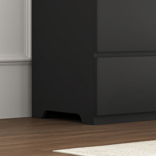 12 Drawers Double Dresser, Modern Wood Dresser Chest of Drawers with Large Storage Space for Bedroom, Black