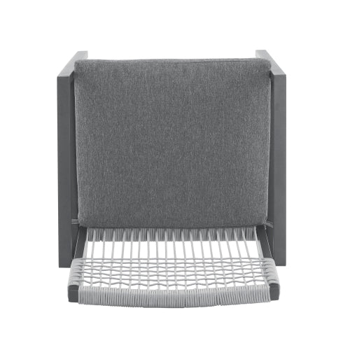 Outdoor Dining Chair Set of 2, Aluminum + Rope , Outdoor Armchair Seating for Patio Backyard Poolside Balcony, Cushion included