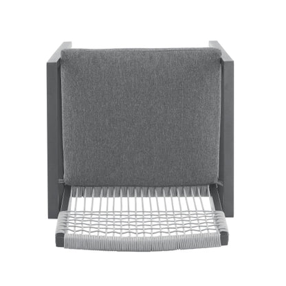 Outdoor Dining Chair Set of 2, Aluminum + Rope , Outdoor Armchair Seating for Patio Backyard Poolside Balcony, Cushion included