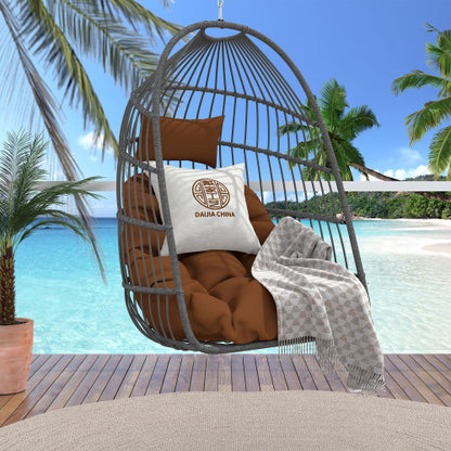 Outdoor garden rattan egg swing chair hanging chair PE hanging chair brown