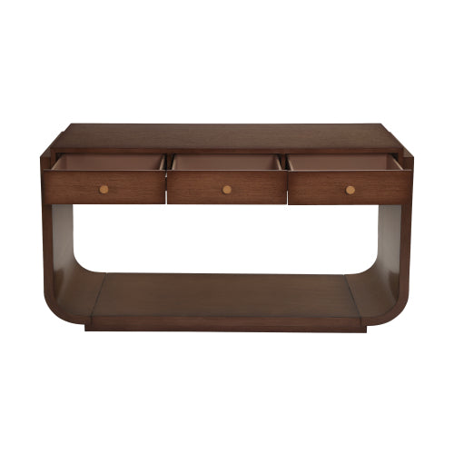 Walnut Classic Curved Leg Console Table With 3 Drawers Home Hallway Cabinet