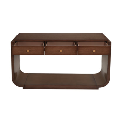 Walnut Classic Curved Leg Console Table With 3 Drawers Home Hallway Cabinet