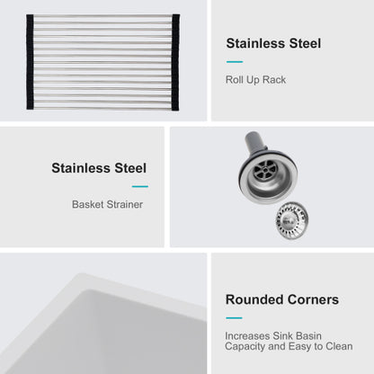 Quartz Kitchen Sink - 33" x 19" x 10.33" White granite composite undermount kitchen sink Double Bowl(50/50)