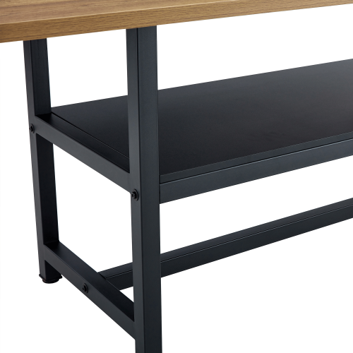 Two-Tone Spliced Dining Table with Storage Shelf