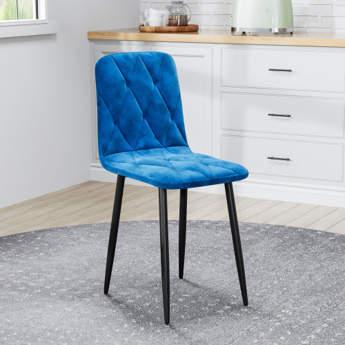 Square Dining Table Set for 4, Modern Faux Marble Dining Table with 4 PU Chairs, MDF Top & Iron Legs, Space Saving Kitchen Dining Set