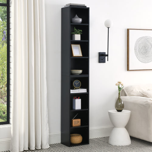 70.9 Inch 8-Tier Detachable Adjustable Slim Media Storage Tower Home Narrow Bookcase