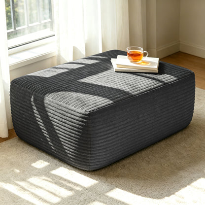 Plush Ottoman Grey Corduroy Modular Sofa Extension Seat
