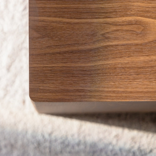 2-Piece Walnut Nesting Cube Coffee Table Set, MDF Wood Grain Side Tables Fully Assembled for Small Spaces