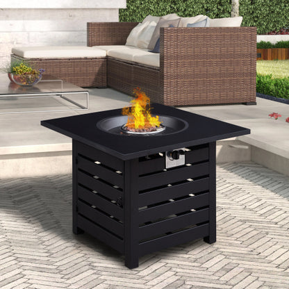 Fire Pit Table, 32-inch Square 50,000 BTU Auto-Ignition Propane Gas Firepit with Waterproof Cover