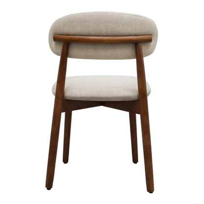Set of 2 Warm Grey Flannelette Dining Chairs, Moisture-Proof Oak Wood Leg Armless Kitchen Side Chairs