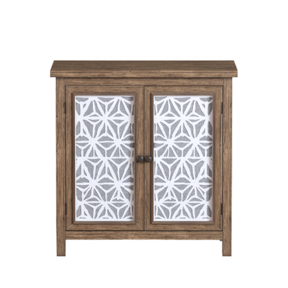 Rustic Wood Storage Cabinet with Metal Linen Doors