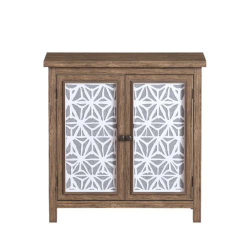 Rustic Wood Storage Cabinet with Metal Linen Doors