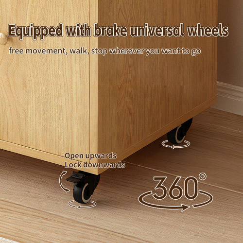 5-Tier Rotating Corner Bookshelf with Double Door Drawer, 360¡ã Revolving Wooden Home Storage Rack