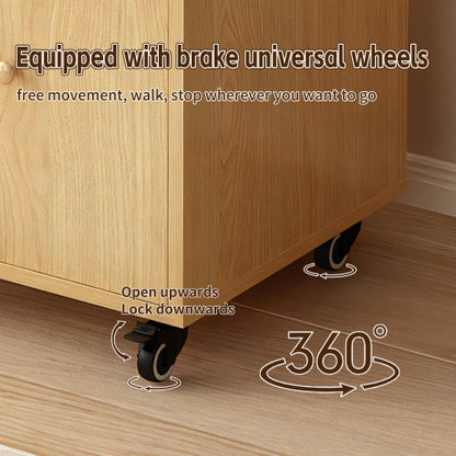 5-Tier Rotating Corner Bookshelf with Double Door Drawer, 360¡ã Revolving Wooden Home Storage Rack