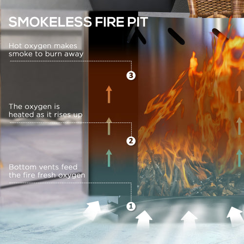 Outsunny Smokeless Fire Pit, 19" Portable Wood Burning Firepit with Poker