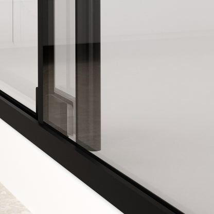 56-60" W x 72" H Semi-Frameless Sliding Shower Door, 5/16"(8mm) Clear SCGG Tempered Glass, Matte Black Finish, Cut Adjustable Width 4"