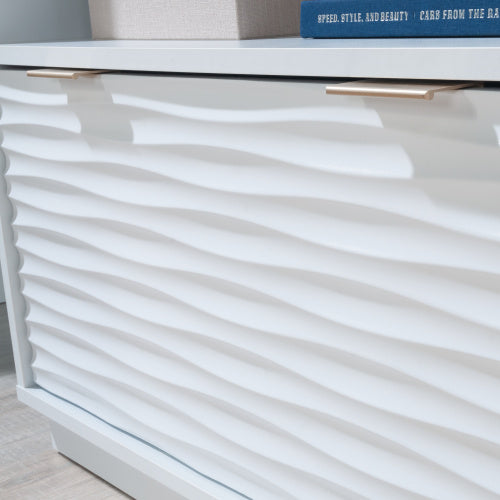 White Coastal Style 2-Shelf Adjustable Bookcase With Lower Drawer