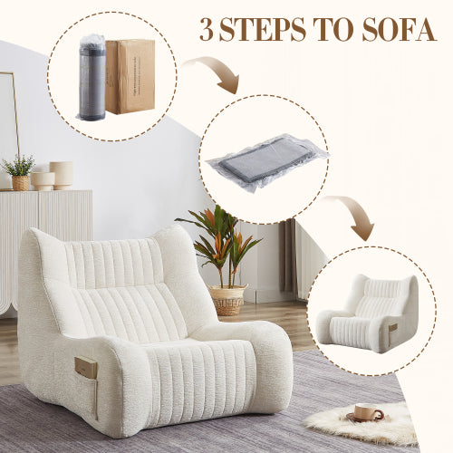 Adult Oversized Chenille Bean Bag Chair with Armrests, Floor Lazy Sofa