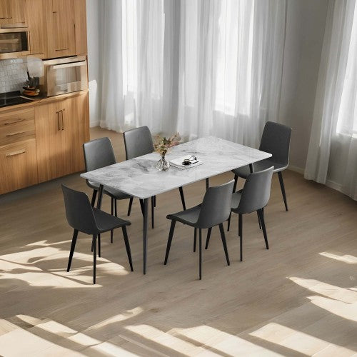Upholstered Dining Chairs with Metal Legs, Set of 2, Gray
