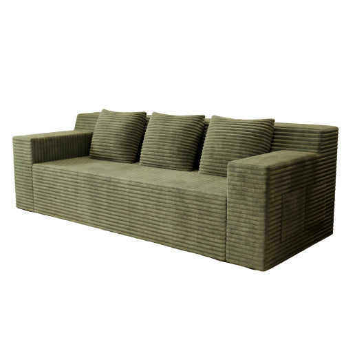 71 inch  Corduroy L-Shaped Deep-Seat 3-Seater Sofa, No Assembly Required