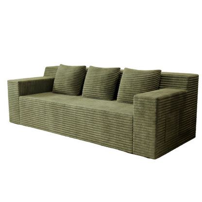 71 inch  Corduroy L-Shaped Deep-Seat 3-Seater Sofa, No Assembly Required