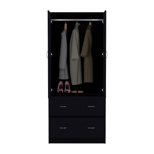 2-Doors 2-Drawers Armoire Black