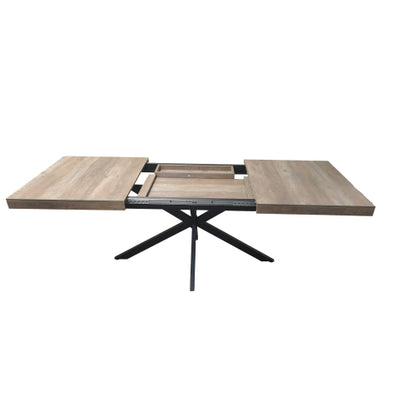 55.11inch-70.86inch Extendable Dining Table with Storage Box, Grey Retro Design
