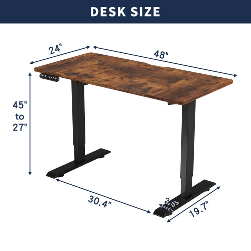 Electric Standing Desk Height Adjustable Desk for Home and Office Computer Table Gaming Desk Modern Luxiury Table 48" Rustic Brown Lift-up Desk