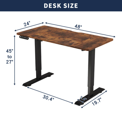 Electric Standing Desk Height Adjustable Desk for Home and Office Computer Table Gaming Desk Modern Luxiury Table 48" Rustic Brown Lift-up Desk