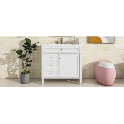 36'' Bathroom Vanity with Top Sink, Modern Bathroom Storage Cabinet with 2 Drawers and a Tip-out Drawer, Single Sink Bathroom Vanity