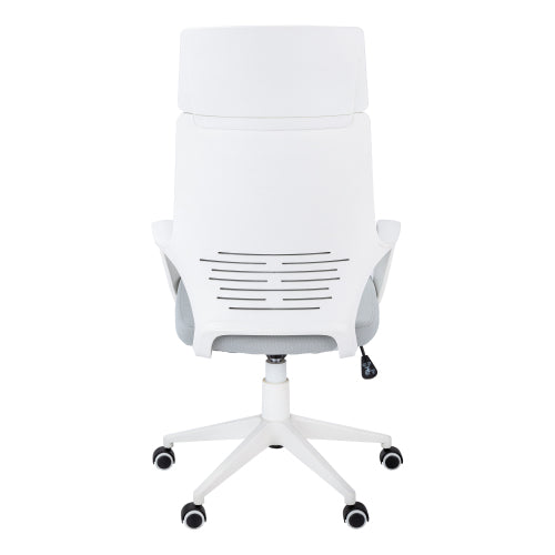 Office Chair, Adjustable Height, Swivel, Ergonomic, Armrests, Computer Desk, Work, Grey Mesh, White Metal, Contemporary, Modern