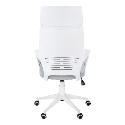 Office Chair, Adjustable Height, Swivel, Ergonomic, Armrests, Computer Desk, Work, Grey Mesh, White Metal, Contemporary, Modern