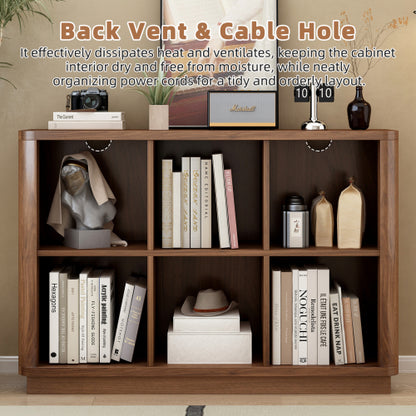 40 Inch Wide 6-Cube Curved Edge Low Horizontal Farmhouse Bookcase