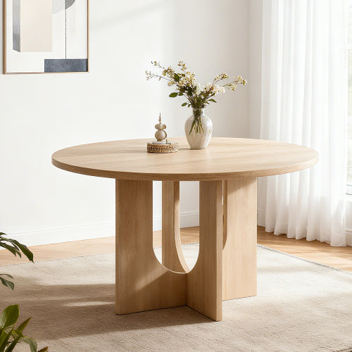 47.3 Inch Round Dining Table, Light Oak