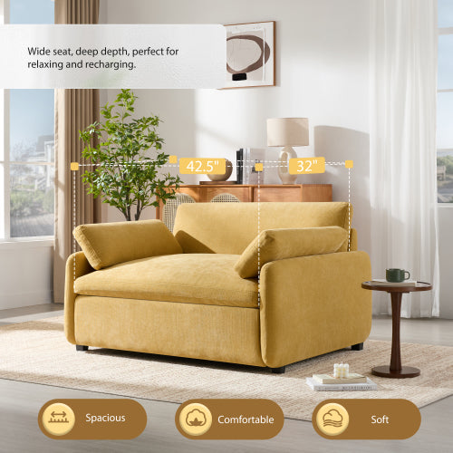 50*43" Oversized Chenille Single Sofa Chair, Wide and Deep Seat Accent Chair, Modern Upholstered Comfy Armchair, Couch Lounge with Pillows for Living Room&Apartment