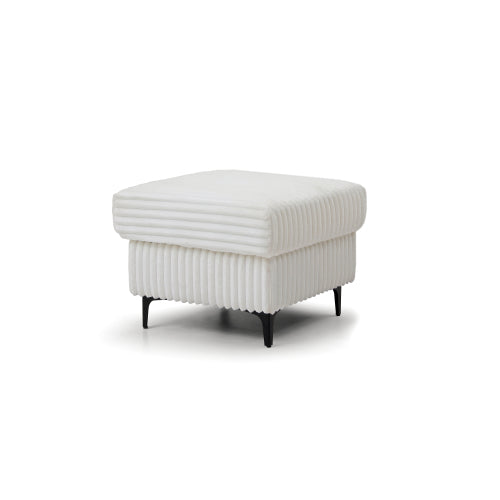 Contemporary Upholstered Ottoman, Compact Multiuse Padded Footrest & Accent Seat for Bedroom Living Room