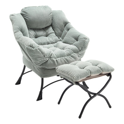 Lazy Chair with Ottoman, Modern Lounge Accent Chair with Armrests and a Side Pocket