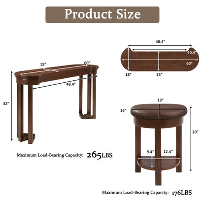4-Piece Cherry Solid Wood Bar Set, 60inch  Table & 3 PU Stools