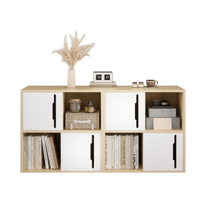 Nordic Style Wooden Storage Cabinet Sliding Door Design Open Closed Combined Shelf Cabinet For Bedroom Kids Room