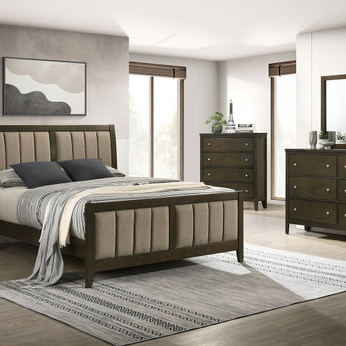 Dark Cocoa 2-Drawer Wood Nightstand with Nickel Hardware